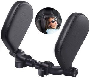Car Travel Headrest Car Seat Headrest Pillow Adjustable PU Leather Head Neck Pillow Headrest for Travel Sleep Neck Support