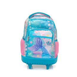 20-Inch 3PCS Kids Rolling Luggage Set, Trolley Backpack with Lunch Bag and Pencil Case for Girls, Suitcase with Mermaid Pattern