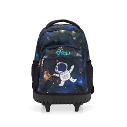 20-Inch 3PCS Kids Rolling Luggage Set, Trolley Backpack with Lunch Bag and Pencil Case for Girls / Boys, Suitcase with Astronaut Pattern