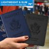 Passport Holder with Vaccine Card Slot Holder for Men & Women, Waterproof PU Leather, (Dark Blue & Black) 2 Pack