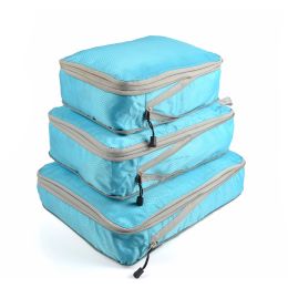 3 Set Travel Storage Bags, Multi-functional Clothing Sorting Packages, Travel Packing Compression Pouche (Color: Blue)