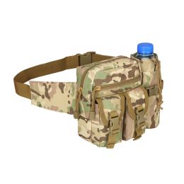 Tactical Waist Bag Denim Waistbag With Water Bottle Holder For Outdoor Traveling Camping Hunting Cycling (Color: CP Color)
