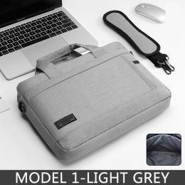 Laptop Bag Sleeve Case Protective Shoulder Carrying Case For pro 13 14 15.6 17 inch Macbook Air ASUS Lenovo Dell Huawei handbag (Color: MODEL 1-LIGHT GREY, size: 14inch)
