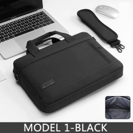 Laptop Bag Sleeve Case Protective Shoulder Carrying Case For pro 13 14 15.6 17 inch Macbook Air ASUS Lenovo Dell Huawei handbag (Color: MODEL 1-BLACK, size: 14inch)