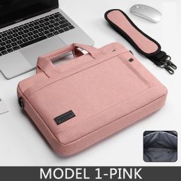 Laptop Bag Sleeve Case Protective Shoulder Carrying Case For pro 13 14 15.6 17 inch Macbook Air ASUS Lenovo Dell Huawei handbag (Color: MODEL 1-PINK, size: 15 15.6)