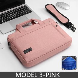 Laptop Bag Sleeve Case Protective Shoulder Carrying Case For pro 13 14 15.6 17 inch Macbook Air ASUS Lenovo Dell Huawei handbag (Color: MODEL 3-PINK, size: 12 13.3inch)