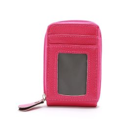Korean Version PU Leather Fresh Casual Coin Wallet Fashion Cartoon Men Women Credit Passport Card Bag (Size: 12*7.5 * 2.5cm) (Color: Rose Red)