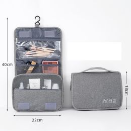 Toiletry Bag Multifunction Cosmetic Bag Portable Makeup Pouch Waterproof Travel Hanging Organizer Bag for Men Women Girls (Color: Grey)