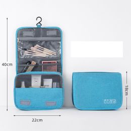 Toiletry Bag Multifunction Cosmetic Bag Portable Makeup Pouch Waterproof Travel Hanging Organizer Bag for Men Women Girls (Color: Blue)