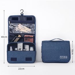 Toiletry Bag Multifunction Cosmetic Bag Portable Makeup Pouch Waterproof Travel Hanging Organizer Bag for Men Women Girls (Color: Navy Blue)