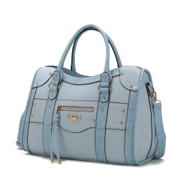 MFK Collection Patricia Duffle Handbag Women by Mia K (Color: Lt blue, Material: Vegan Leather)