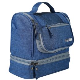 Travel Toiletry Bag Cosmetics Organizer Bag Hanging Wash Bag Waterproof Case w/ Handstrap (Color: Blue)