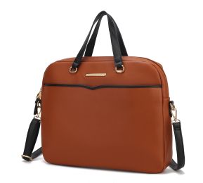 MKF Collection Rose Briefcase by Mia K (Color: Cognac, Material: Vegan Leather)
