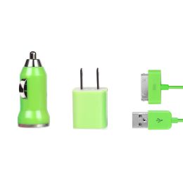32pin USB Car Charger USB Wall Charger USB Cable Compatible with iPhone4/4S (Color: Green)