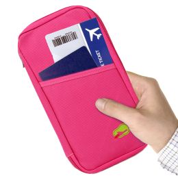 Travel Passport Wallet 12Cells Ticket ID Credit Card Holder Water Repellent Documents Phone Organizer (Color: Hot Pink)