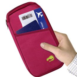 Travel Passport Wallet 12Cells Ticket ID Credit Card Holder Water Repellent Documents Phone Organizer (Color: Rose Red)