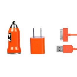 32pin USB Car Charger USB Wall Charger USB Cable Compatible with iPhone4/4S (Color: Orange)