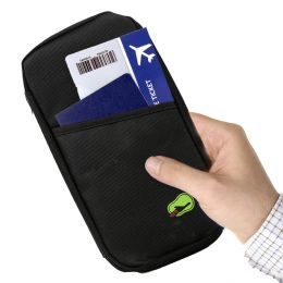 Travel Passport Wallet 12Cells Ticket ID Credit Card Holder Water Repellent Documents Phone Organizer (Color: Black)