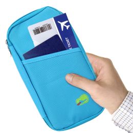 Travel Passport Wallet 12Cells Ticket ID Credit Card Holder Water Repellent Documents Phone Organizer (Color: Blue)