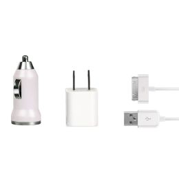 32pin USB Car Charger USB Wall Charger USB Cable Compatible with iPhone4/4S (Color: White)