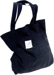 Sable Hub Women's Shopping Bag Canvas Hand Bags | Shoulder Bag Corduroy Environmental Storage | Reusable Foldable Tote Bag (Color: Black)